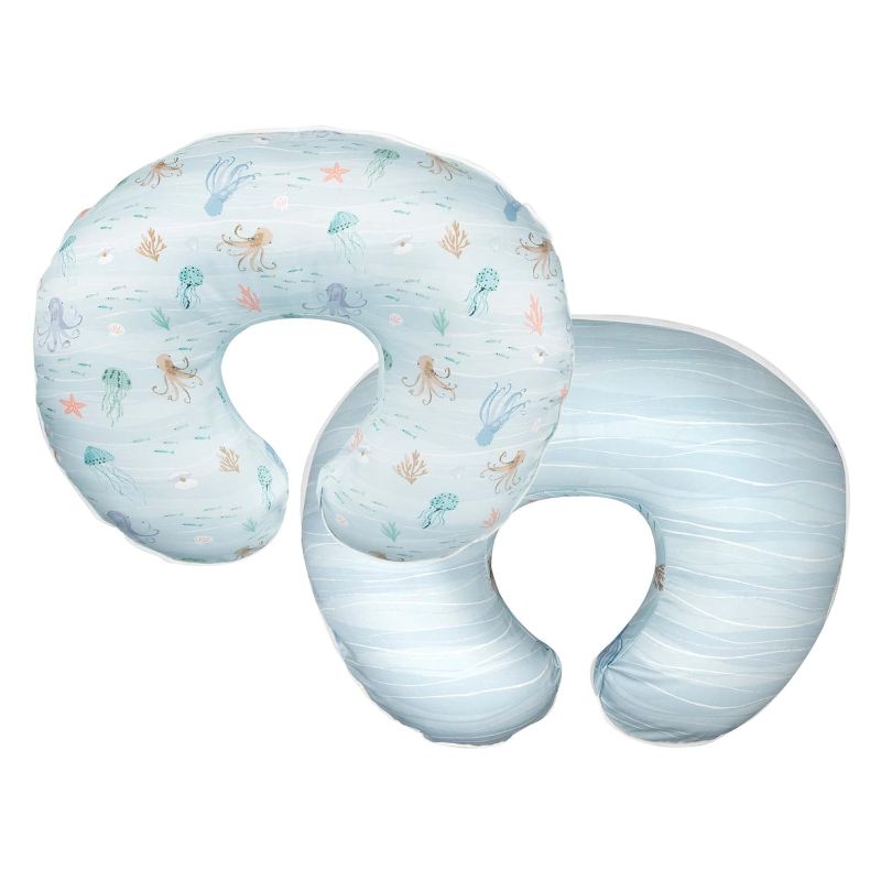 Photo 1 of Boppy Nursing Pillow Cover, Premium Quick-Dry Fabric, Blue Ocean, Fits the Original Support Boppy Pillow for Breastfeeding and Bottle Feeding, Cover Only, Nursing Support Pillow Sold Separately
