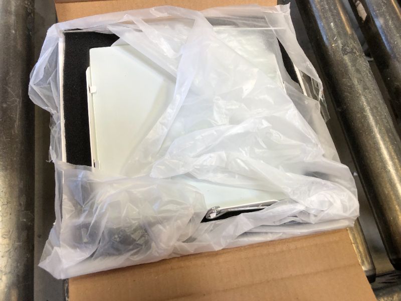 Photo 1 of 9 in. White Recessed Ceiling Light Square Trim with Glass Albalite Lens
