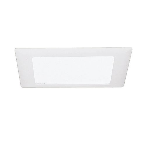 Photo 1 of 9 in. White Recessed Ceiling Light Square Trim with Glass Albalite Lens
