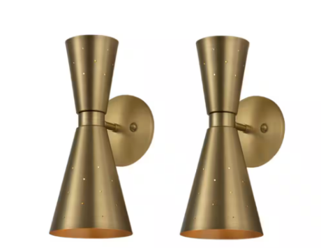 Photo 1 of RRTYO
Renzo 2-Light Modern Industrial Brushed Brass Up and Down Pinhole Hourglass Cone Sconce with Metal Shade (2-Pack )