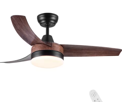 Photo 1 of Farmhouse 42 in. Integrated LED Indoor Black Wood Grain Ceiling Fan with Light and Remote Control
