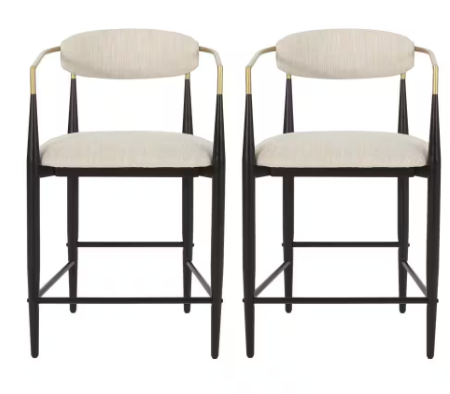 Photo 1 of Boise 37.25 in. Low Back Beige and Black Wood Counter Stool (Set of 2) Extra Tall

