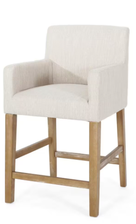 Photo 1 of Noble House
Deville 26 in. Beige and Weathered Brown Wood Bar Stool