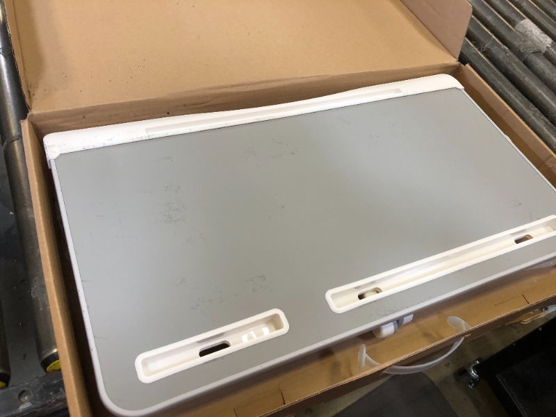 Photo 1 of Portable Desk for Laptop,Adjustable Computer Standing Desk with Heights and Angles for Home Office,Laptop Stand for Desk,Folding Laptop Table for Bed/Sofa/Couch/Floor/Outdoor Gray 23.6*13.4 inch