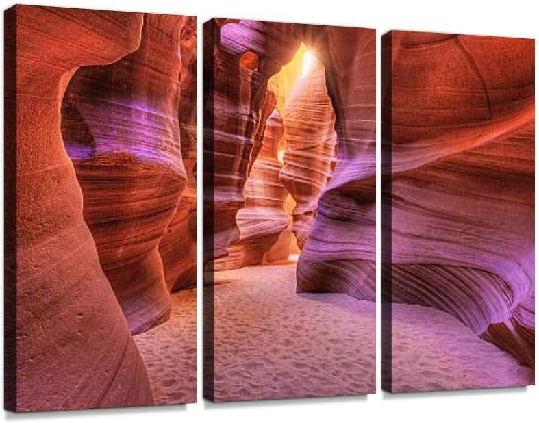 Photo 1 of Antelope Slot Canyon Print On Canvas Wall Artwork Modern Photography Home Decor Unique Pattern Stretched and Framed 3 Piece
