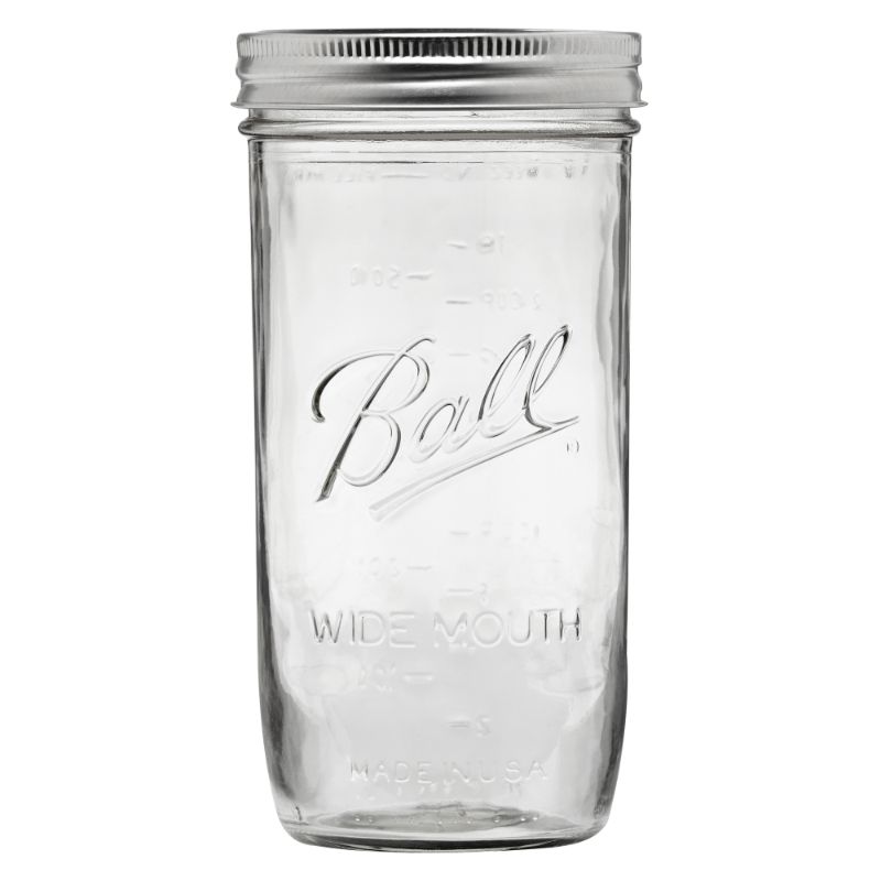 Photo 1 of Ball Glass Mason Jars with Lids & Bands Wide Mouth 24 Oz 9 Count
