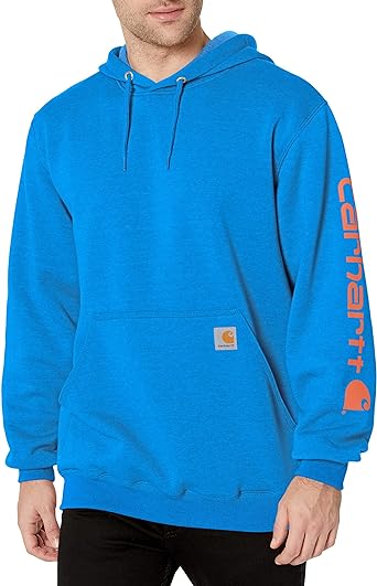 Photo 1 of Carhartt Men's Big & Tall Loose Fit Midweight Graphic Sweatshirt, Marine Blue Heather, 4X-Large
