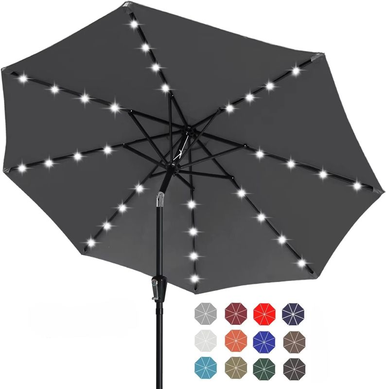 Photo 1 of abccanopy durable solar led patio umbrellas with 32led lights 11ft (dark gray)