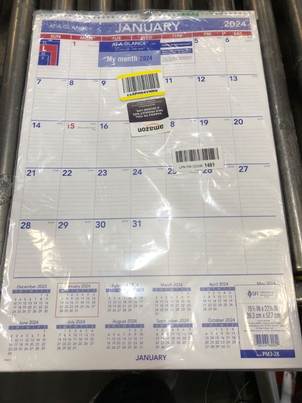 Photo 2 of AT-A-GLANCE 2024 Wall Calendar, 15-1/2" x 22-3/4", Large, Spiral Bound, Monthly (PM32824) Large 2024 New Edition