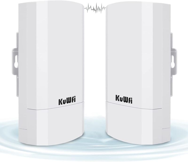 Photo 1 of KuWFi 2-Pack 300Mbps Wireless Bridge, Outdoor CPE WiFi Kit Point to Point Wireless Access Point 2.4G Internet Bridge 1KM Transmission Distance Solution for PTP/PTMP(Pre-Program)
