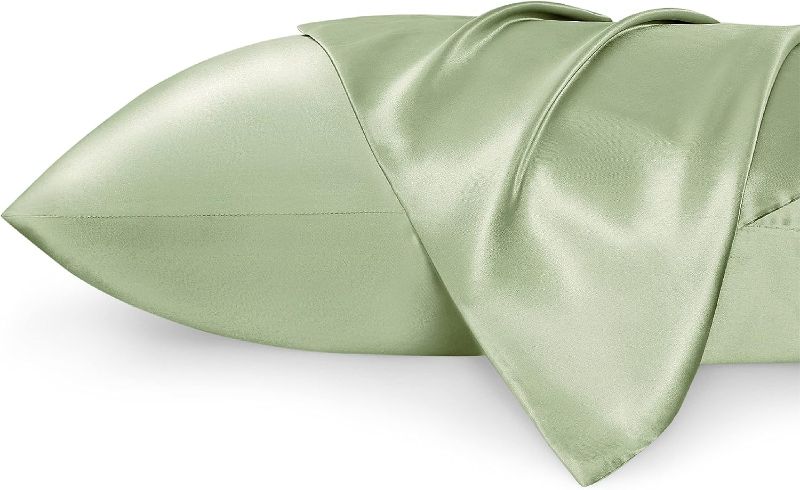Photo 1 of Bedsure Satin Pillowcase for Hair and Skin Queen - Sage Green Silky Pillowcase 20x30 Inches - Satin Pillow Cases Set of 2 with Envelope Closure, Similar to Silk Pillow Cases, Gifts for Women Men
