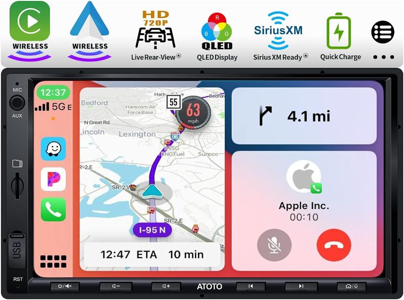 Photo 1 of ATOTO F7 XE 7inch Wireless CarPlay & Wireless Android Auto Double-DIN Car Stereo Receiver- Mirror Link, Bluetooth, HD Live Rearview, Quick Charge, QLED Display, SiriusXM