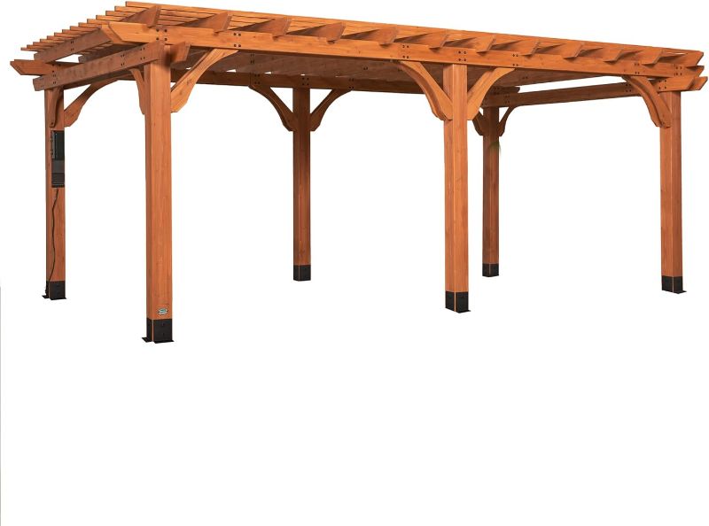 Photo 1 of Backyard Discovery Beaumont 20x12 ft All Cedar Wood Pergola, Durable, Quality Supported Structure, Snow and Wind Supported, Rot Resistant, Backyard, Deck, Garden, Patio, Outdoor Entertaining

