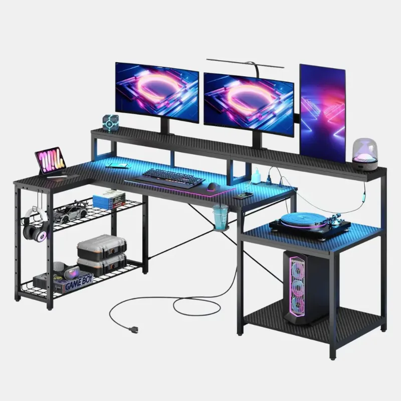 Photo 1 of Bestier 71.5'' L Shaped Gaming Desk with Led Lights
