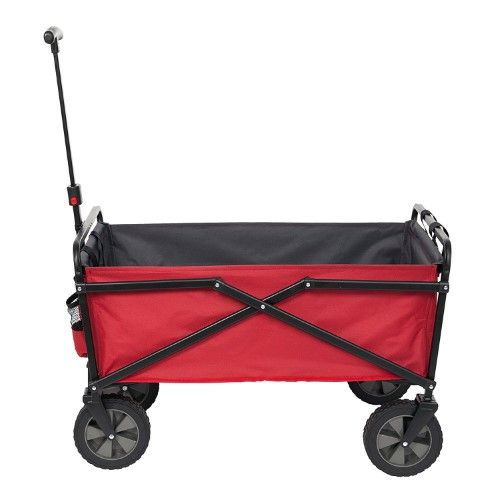 Photo 1 of 150 Lbs. Capacity Portable Folding Steel Wagon Outdoor Garden Cart in Red

