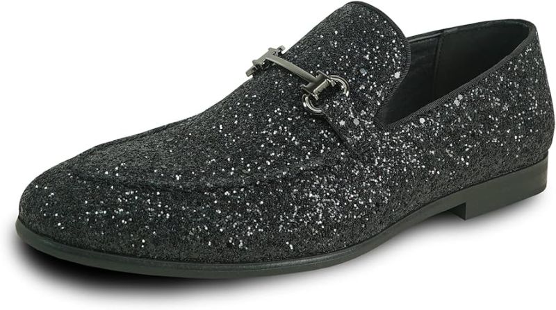 Photo 1 of bravo! Men Dress Shoe Prom Slip-on Loafer Lace-up Oxford Cap Toe Metallic Glitter for Wedding Prom Black Blue Green Gold Pink Pewter Purple Silver Red 11M

