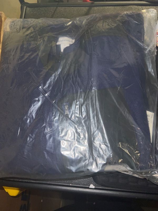 Photo 1 of Amazon Essentials Men's Full-Zip Fleece Jacket (Available in Big & Tall) Polyester Black Navy Color Block X-Large