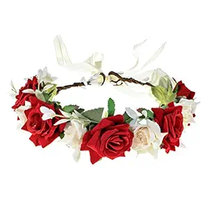 Photo 1 of Rose Flower Headband Floral Crown Garland Halo (Rose Red White)