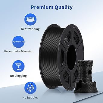 Photo 1 of ANYCUBIC PLA 3D Printer Filament, 3D Printing PLA Filament 1.75mm Dimensional Accuracy +/- 0.02mm, 1KG Spool (2.2 lbs), Black