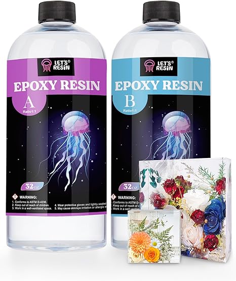 Photo 1 of LET'S RESIN 1/2 Gallon Casting Epoxy Resin,Bubble Free & Crystal Clear Epoxy Resin Kit,2 Part Resin and Hardener for Jewelry Making,Crafts,Tumbler,Art
