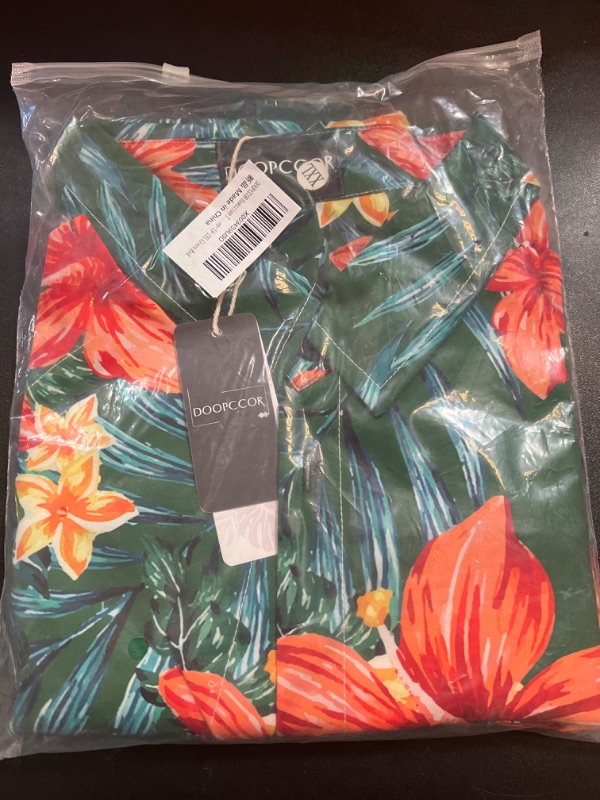 Photo 1 of 2XL Tropical Flower Leaves Men's Hawaiian Shirt Short Sleeves Summer Beach Button Down Casual Aloha Shirt