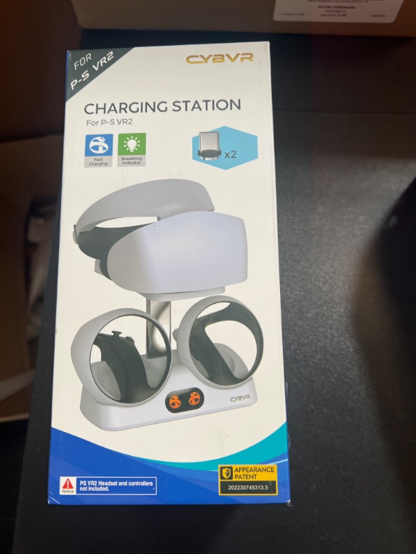 Photo 2 of CYBVR Controller Charging Station for PS VR2, Fast Charging PSVR2 Headset Display Stand and Charger with Magnetic Port, PSVR 2 Lightning Charger with LED Display Lights, Organizer Dock for PS VR 2