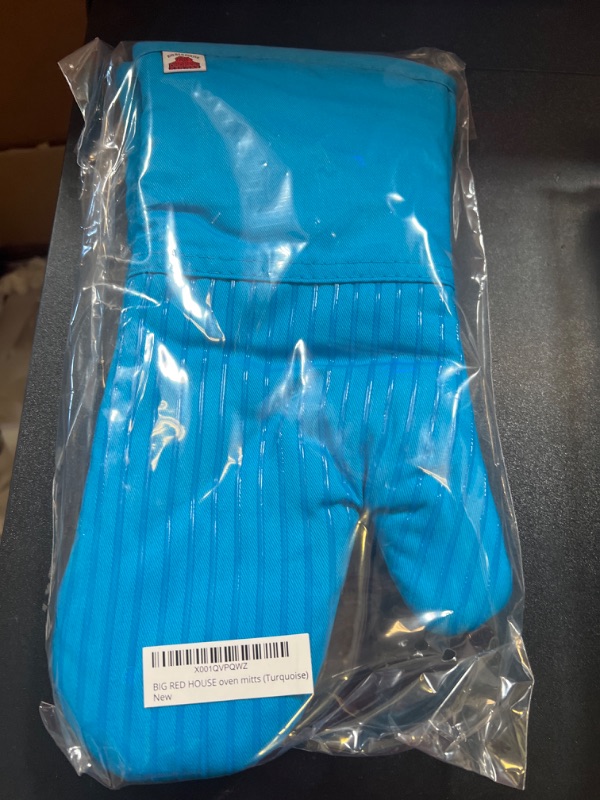 Photo 2 of Big Red House Heat-Resistant Oven Mitts - Set of 2 Silicone Kitchen Oven Mitt Gloves, Turquoise Turquoise 12.5"