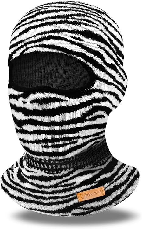 Photo 1 of GSAFEME Balaclava Ski Mask - Winter Face Mask for Men & Women - Cold Weather Gear for Skiing, Snowboarding One Size Black White Stripe