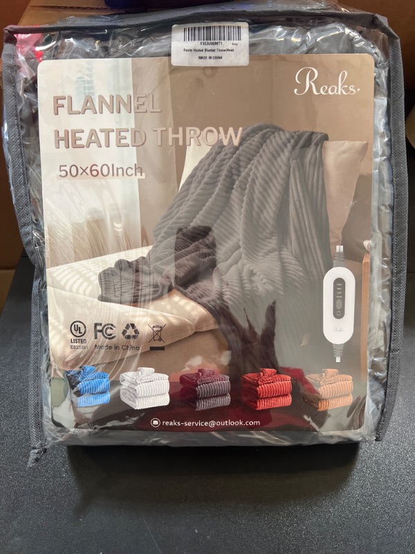 Photo 1 of Reaks Heated Blanket Throw - 50" x 60" Electric Blanket with 4 Fast Heating Levels & 3 Hours Auto Off, Soft Flannel Heating Blankets for Home Office, UL&FCC Certification, Machine Washable,