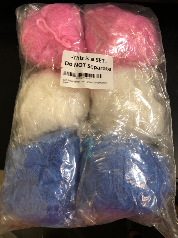 Photo 2 of Bath Shower Sponge Loofahs 60g, Mesh Pouf Shower Ball, Exfoliating Mesh Bath and Shower Sponge (Pack of 6)