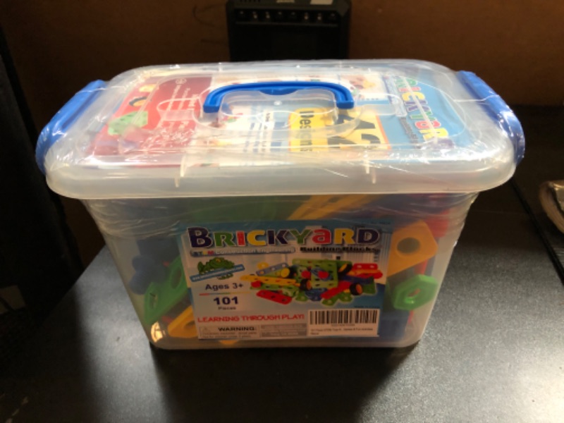 Photo 2 of Brickyard Building Blocks STEM Toys - Educational Building Toys for Kids Ages 4-8 with 101 Pieces, Tools, Design Guide and Toy Storage Box, Gift for Boys & Girls