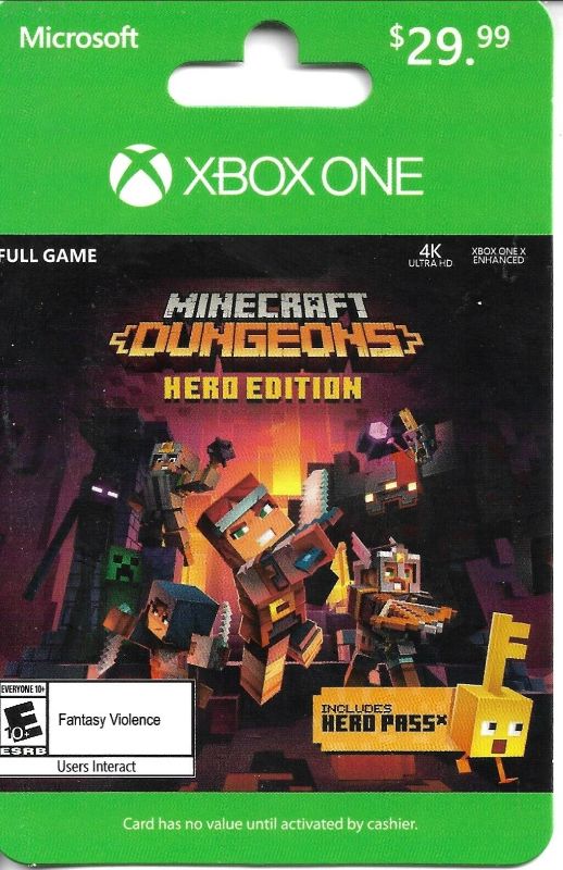 Photo 1 of Microsoft XBOX ONE CARD MINDCRAFT DUNGEONS NERD EDITION - NO VALUE on CARD
