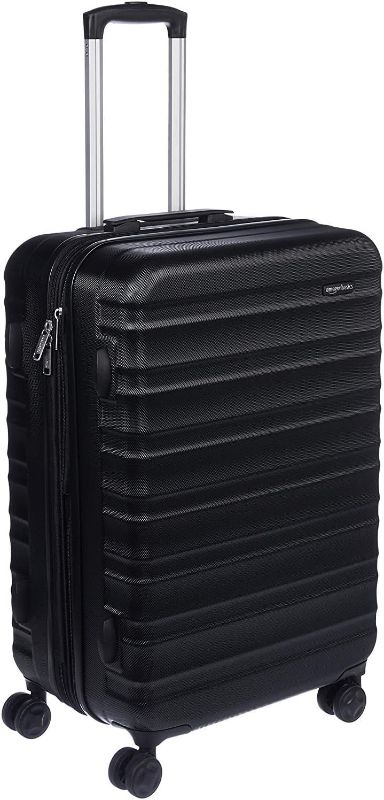 Photo 1 of Amazon Basics Expandable Hardside Luggage, 24-inch Suitcase with Four Spinner Wheels and Scratch-Resistant Surface, Black
