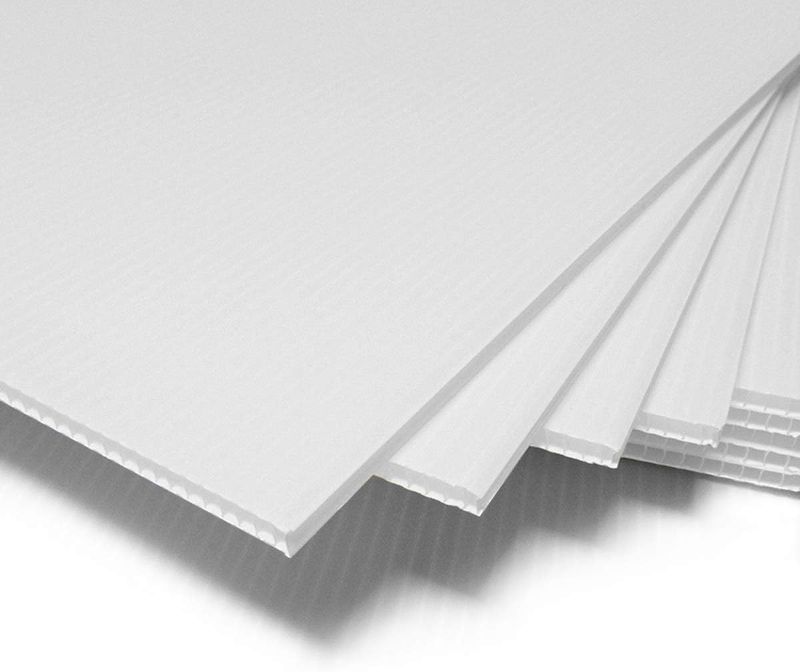 Photo 1 of T-SIGN Corrugated Plastic Sheets Coroplast Sign Blank Board, 24 x36 Inches 3/16 Inches Thick for A-Frame Replacement Poster Sheets, 2 Pack White Blanks Sign
