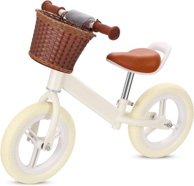 Photo 1 of Toddler Balance Bike 3-4 Year Old - No Pedal Children Bicycle for Early Learning Leg Strength and Steady Balancing, Lightweight Kids Balance Bikes with Handlebar Basket or Adjustable Seat
