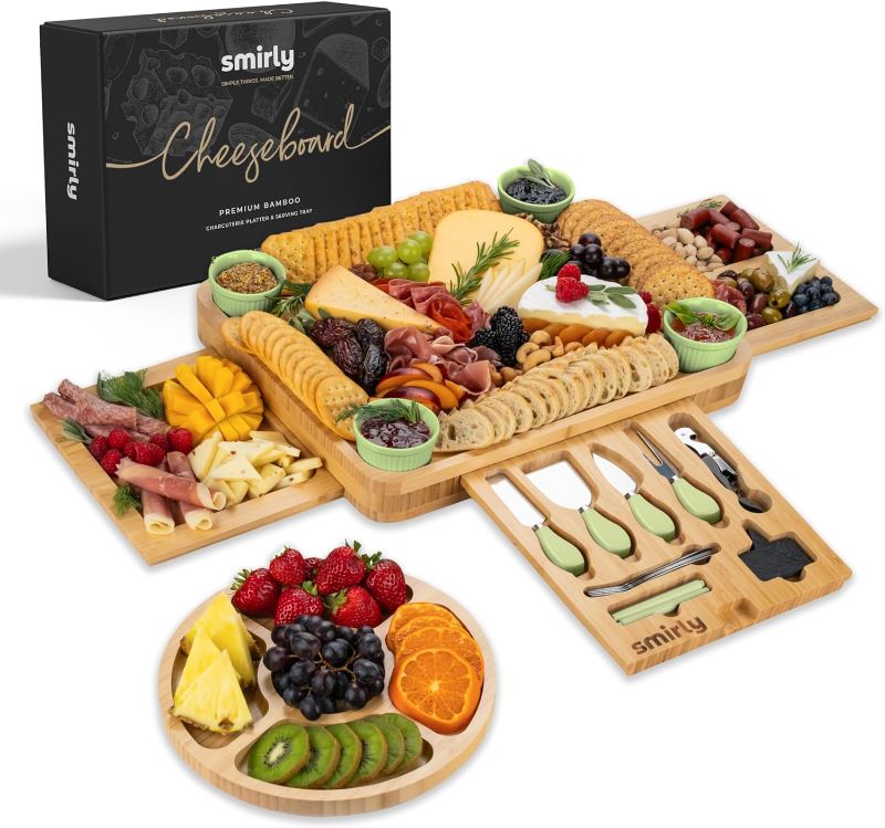 Photo 1 of SMIRLY Charcuterie Boards Gift Set: Charcuterie Board Set, Bamboo Cheese Board Set - Unique Mothers Day Gifts for Mom - House Warming Gifts New Home, Wedding Gifts for Couple, Bridal Shower Gift
