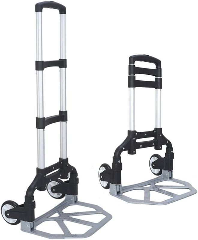 Photo 1 of FCH Folding Hand Truck Aluminum Portable Folding Hand Cart 165lbs Capacity Hand Cart and Dolly Ideal for Home, Auto, Office,Travel Use,Black
