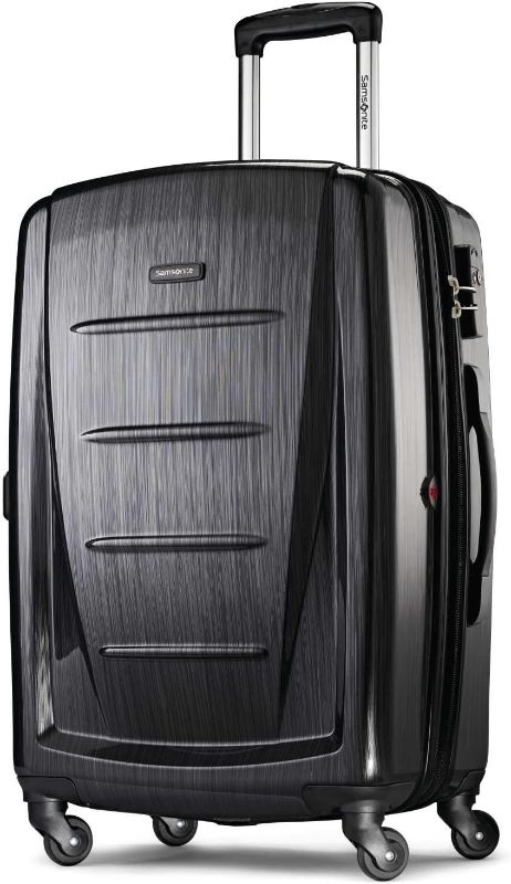 Photo 1 of Samsonite Winfield 2 Hardside Expandable Luggage with Spinner Wheels, Checked-Medium 24-Inch, Brushed Anthracite -- MINOR DAMAGE
