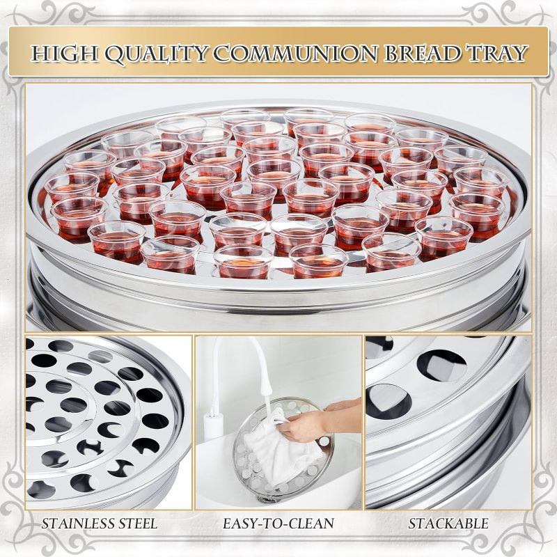 Photo 1 of Communion Trays for Churches Communion Set Church Supplies Communion Plates for Church with Disposable Communion Cups 