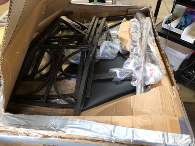 Photo 1 of VECELO Kitchen Dining Room Table 4 Chairs for Small Space, Apartment,Metal Steel Frame, 5-Piece Set, Brown Classic Brown 5-Piece Set