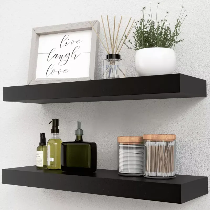 Photo 1 of Boswillon Black Floating Shelves Set of 2, Wall Mounted Small Shelves for Roo...
