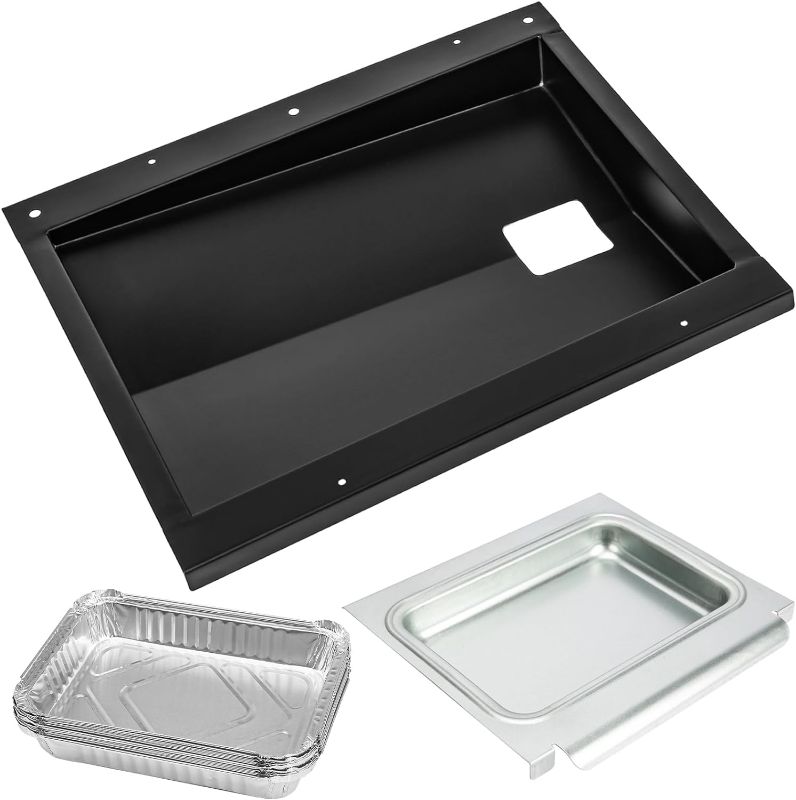 Photo 1 of Uniflasy 69803 Grease Tray for Weber Spirit 210 and 220 Grills Made in 2013 and 2014, Spirit E-210 E-220 E-215 Spirit S-210 S-220 2 Burner Grills, with 67047 Catch Pan and 10PCS Aluminum Foil Liner
