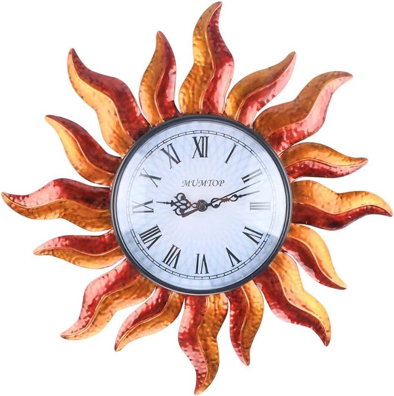 Photo 1 of MUMTOP Indoor Outdoor Wall Clock Outdoor Clock Wall-Mounted Clock Exquisite Decoration (Sun)
