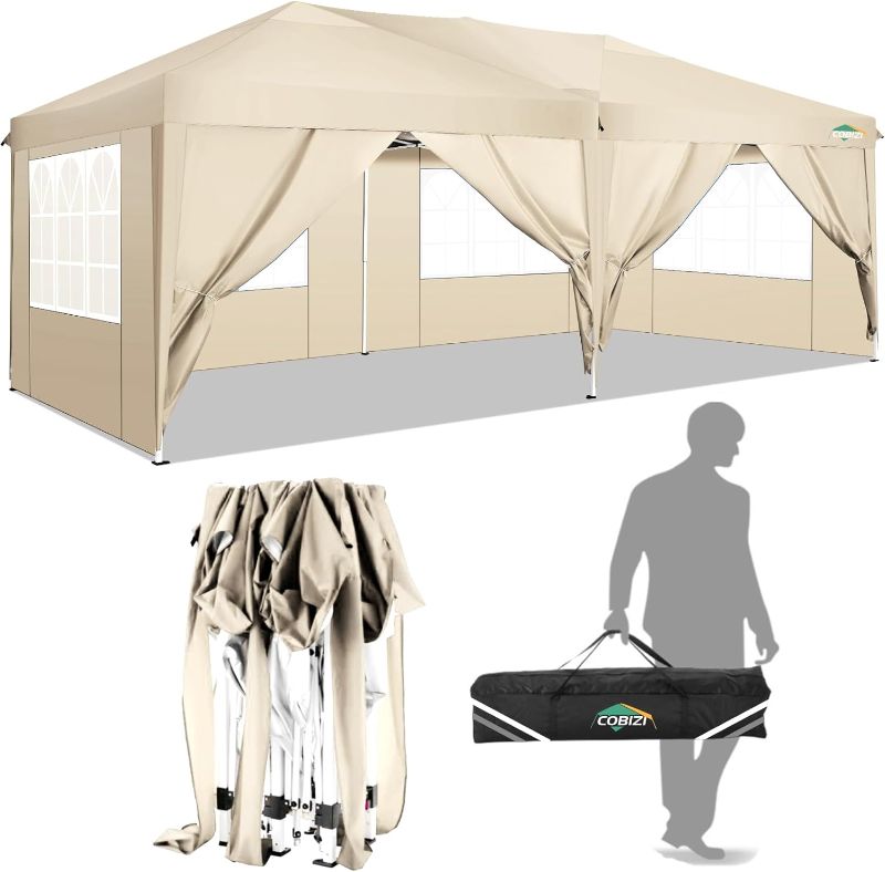 Photo 1 of COBIZI Gazebo 3 x 6 m, Outdoor Party Tent, 3 x 6 cm, Waterproof, Stable Marquee, UV Protection, Foldable Garden Gazebo with 6 Side Panels and 1 Carry Bag for Garden, Party, Festival, Event, Wedding
