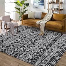 Photo 1 of 8x10 Area Rug Machine Washable Rug Modern Boho Distressed Area Rug Geometric Moroccan Stain Resistant Non-Slip Floor Cover Carpet Rug Accent Rug for Living Room Bedroom Decor, 
