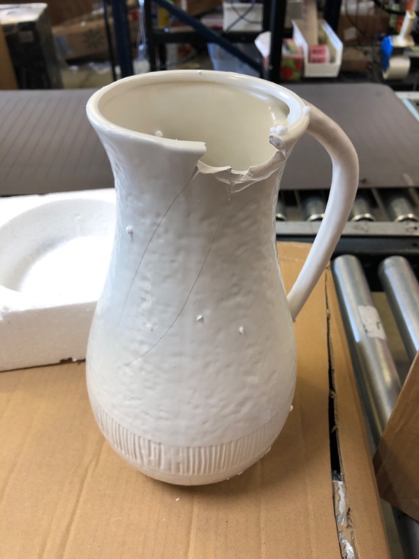 Photo 2 of Sullivans Ceramic Vase with Handle, Vases for Flowers, Modern White Vases for Home Decor, Vases for Real or Fake Flowers, Living Room, Bedroom, and Office Decor, Vases for Centerpieces (CM3118)
