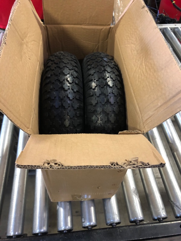 Photo 2 of 16 Inch 2 PCS Rubber Pneumatic Replacement Tires and Wheels 4.80/4.00-8" with 5/8'' Axle Bore Hole, Inflated Air Wheel for Wheelbarrow/Wagon/Hand Truck/Trolley/Garden Cart/Trailers/Dolly etc.