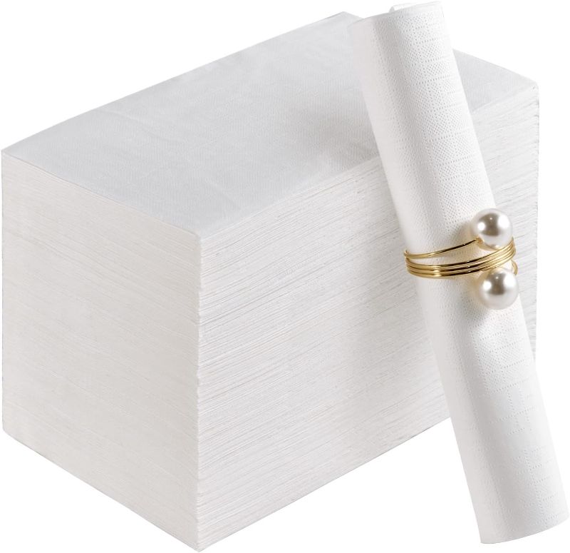 Photo 1 of 100 Pack Paper Napkins Guest Towels Disposable Premium Quality 3-ply Dinner Napkins Disposable Soft, Absorbent, Party Napkins Wedding Napkins for Kitchen, Parties, Dinners or Events?white)
