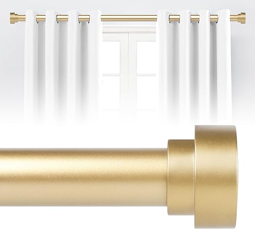 Photo 1 of Gold Curtain Rods for Windows 66 to 120 Inch(5.5-10ft),1 Inch Diameter Heavy Duty Curtain Rods,Adjustable Curtain Rod,Modern Decorative Drapery Rods,Telescoping Window Curtains Rod 36-120",Brass Gold
