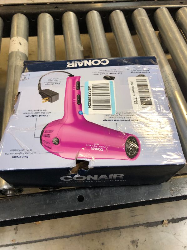 Photo 1 of Conair Hair Dryer with Retractable Cord, 1875W Cord-Keeper Blow Dryer,Pink

